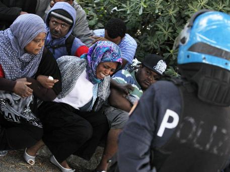 migrants stranded -italy france border June Reuters